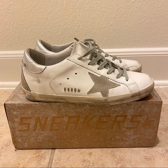 GOLDEN GOOSE SUPERSTAR SNEAKERS WHITE SILVER 38 - Picture 7 of 15